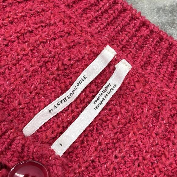 Anthropologie Cropped Twofer Cardigan Sweater Size Small Red White Knit Academia - Picture 8 of 12